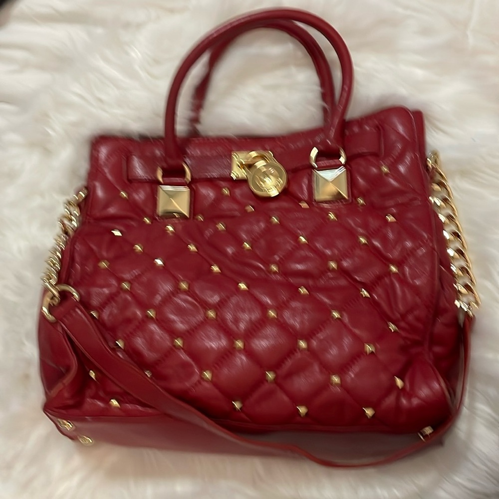 Michael Kors Red with Gold studded Shoulder Bag - Picture 2 of 5